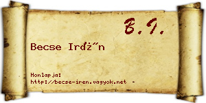 Becse Irén névjegykártya